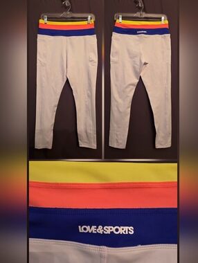Love & Sports White Capris With Color-Block Waistband